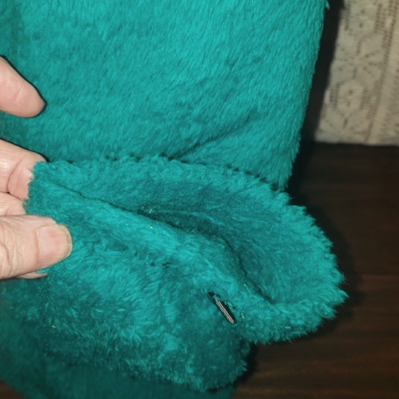 North Face Jacket Teal Green Fuzzy Fleece Full Zip Longline Jacket - Picture 4 of 8